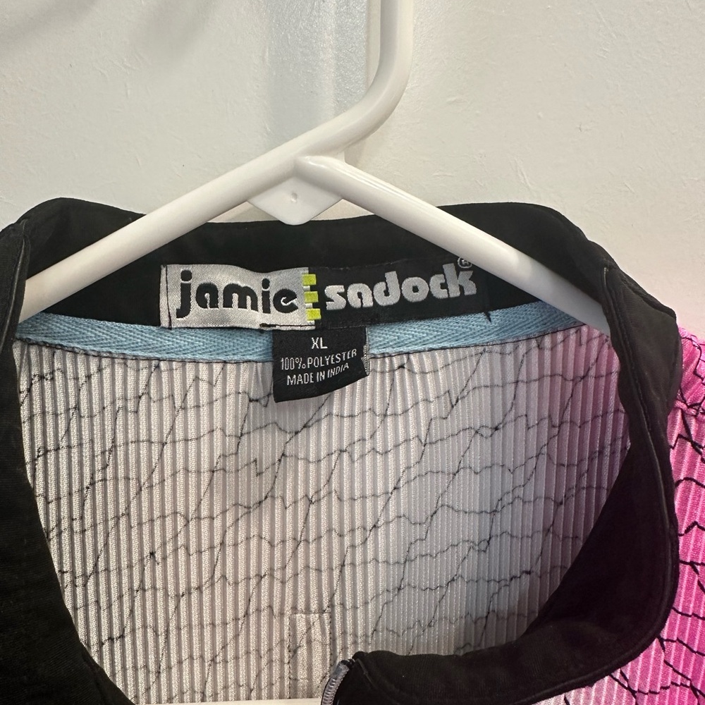 Jamie Sadock Vibrant Pink and Black golf shirt